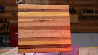 Striped edge grain cutting board