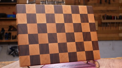 Checkered end grain cutting board