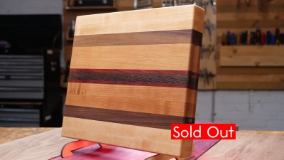 Striped edge grain cutting board